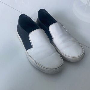 Chanel leather black/white slip on sneakers